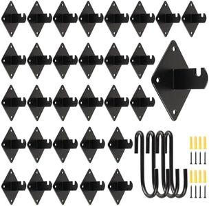 Alffun Gridwall Mount Brackets Black, 30 Pcs Grid Panel Wall Mount Brackets with Screws and S Hooks