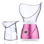 Facial Steamer, GreenLife® Silicone Facial Steamer, Warm Mist Moisturizing Sinuses Face Steam Cleaning Pores Blackheads Home Sauna SPA Face Humidifier Sprayer BPA Free Steaming Skincare Deep Cleanse (Red) (Red)