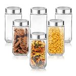 Treo By Milton Cube Storage Glass Jar, 1000 ml Each, Set of 6, Transparent| BPA Free | Storage Jar | Kitchen Organizer | Modular | Multipurpose Jar | Cookies Jar