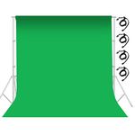 Selens 3x3M Green Screen Backdrop Photography Background YouTube Chromakey 10 x 10ft Muslin Collapsible for Photo Studio Live Streaming Video Product Portrait Shooting Zoom Meeting with 4 Clips