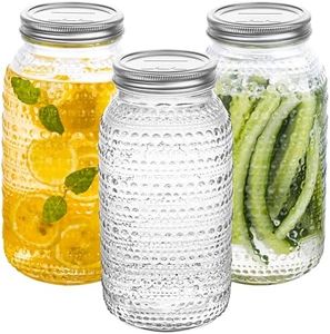 WACOI Mason Jars 64 Oz Wide Mouth with Lids 3 Pack, Large Half Gallon Glass Canning Jars for Fermenting, Pickling, Storing Food, Meal Prep, Salad Jam