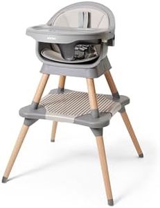 Kyrise 5-in-1 High Chair for Baby & Toddler - Convertible Baby Dining Seat - Portable Floor/Booster Seat - Adjustable Tray w. Cover - 5-Point Harness - Building Block Table & Chair - Stool (Gray)