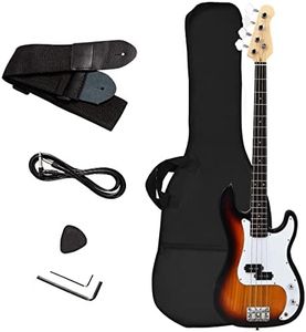 S AFSTAR Electric Bass Guitar 4 Strings Full Size Electric Bass with Amp Cord Strap & Carrying Bag, Rosewood Exquisite Stylish Bass Guitar for Starters Beginners Junior Senior Adults