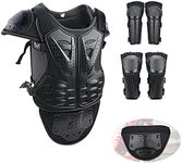 StarknightMT Upgraded Motorcycle Kids Armor Suit Dirt Bike Gear Elbow Knee Pads Chest Belly Protector Motocross Riding Guards Set（Black）