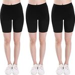 WKLOUYHE Girls Kids Cycling Shorts Tight Slips for Swimming Running Underskirts Yoga Running Pant_Pack of 03(Black-9-10 Years)