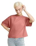 Hanes Originals, Cropped Crewneck T-Shirt for Women, 100% Cotton, Nantucket RED