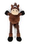 goDog Checkers Skinny Horse Squeaky Plush Dog Toy, Chew Guard Technology - Brown, Large