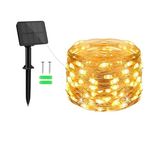 Gcstnn Solar Lights Outdoor Garden, 5M 50 LED Solar Garden Fairy Lights Copper Wire 8 Modes Waterproof String Lights for Yard,Christmas Tree,Garden,Bedroom,Gate Indoor/Outside Decorations(Warm White)