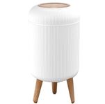 House of Quirk Trash Can With Lid For Bathroom, 10 Liter Kitchen Dustbin Modern Office Trash Can With Legs, Slim Plastic Basket For Bathroom, Bedroom Round (White)