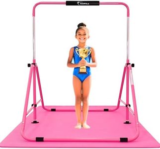 MARFULA Kip Bar Folding Gymnastic Bar with 5 FT Base Length 9 Height Levels Gymnastic Training Bar for Girls and Boys Between 3-9 Years Old At Home and Club Use