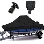 Tuszom Fully 900D 100% Waterproof Center Console Boat Cover with Motor Cover, Tear-Proof Trailerable Boat Cover for Center Console Boat with 13-19 Windproof Straps (Black, 22' - 24' L, UP to 108" W)