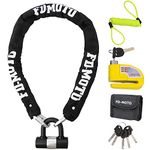 FD-MOTO 1M*10mm 2.4KG Steel Motorcycle Chain Lock Padlock + 110dB Yellow Alarmed Motorbike Brake Disc Lock + 1.5M Cable