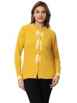 LADY LEAF Winter Wear/Casual Wear/Outdoor Wear/Nylon Viscose Yarn and Suade Yarn/Round Neck/Embroidered/Full Sleeve Women's Cardigans (2617-Mustard)