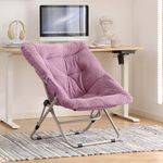 YOTATING Saucer Chair, Comfy Faux Fur Chair Oversized Folding Soft Furry Lounge Lazy Chair Metal Frame Moon Chair Accent Chair for Bedroom, Living Room, Dorm Rooms, Purple