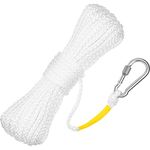 Hollow Braided Polypropylene Line Rope Heaving Line with Spring Hook for Ring Buoy Pool Life Preserver Ring Rope Boat Anchor Rope ()