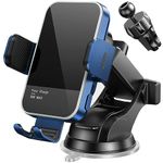 Wireless Car Charger,【7 Colored LED Backlit】 15W Auto Clamping Car Charger Phone Mount Holder fit for iPhone 16 15 14 13 12 Mini Pro Max 11 XR, for Galaxy S23 Ultra S22 S21+ S10+ Note 20, etc - Blue