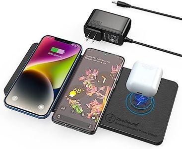 Wireless Charging Pad, ZealSound Ultra-Slim Triple Wireless Charger Station for Multiple 3 Devices & New Airpods Ultra Slim PU Leather Wireless Charging Mat W/AC Adapter for Smartphone Phone (Black)