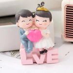 SATYAM KRAFT 1 Set Couples Miniature Sitting on Love Figurines Multiuse as Decorations, Cake Topper, Toys, Showpieces, Living Room, Bedroom, Gift Item (1 Set, Multicolor) (Model 9)