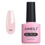 AIMEILI Nude Gel Nail Polish, UV/LED Soak-Off Gel Polish French Nail Gel, Nail Lamp Nail Art Manicure Salon DIY at Home, Long Lasting & Easy to Apply - Clear Rose Nude (022)