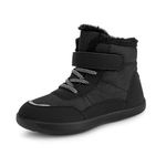 FOGOIN Boys Girls Winter Boots Kids Fur Lined Ankle Snow Boots Childrens Warm Walking Shoes Outdoor 1UK,Black