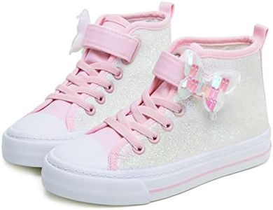 Toandon Kids Adorable Fashion High Top Casual Canvas Sneakers, Pink Butterfly, 10 Toddler