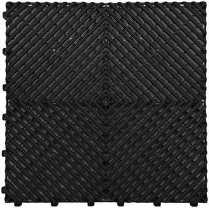 Shield Autocare Vented Interlocking Garage Floor Tiles | Heavy Duty PVC | 400mm x 400mm x 18mm | Self-Draining | Car Sales Showroom Detailing Flooring (Black, 20 Tiles)