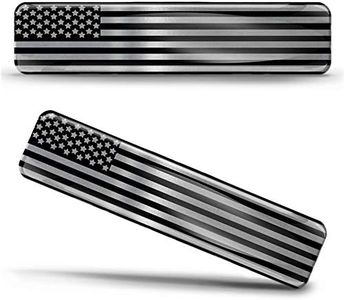 Biomar Labs® 2 x 3D Gel Pegatinas Siliconas Adhesivos Auto Coche Moto Bici Ordenador Bandera Nacional Americana EE.UU United States USA Negro Plata F 128