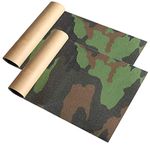 9" x 33" Camo Skateboard Grip Tape Sheets 2 Pack, ZUEXT Bubble Free Waterproof Green Camouflage Scooter Grip Tape, Longboard Griptape, Sandpaper for Rollerboard Stairs Pedal Wheelchair Steps(84x23cm)