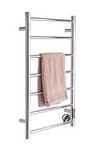 LUXURY Towel Warmer Wall Mounted Round Electric Towel stands with Switch, Inbuilt Thermostat Electric Heated Towel Warmer Rail Rack with 7 Bars, 800 * 500 mm, 304 Stainless Steel mirror polish finish