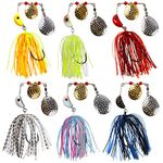 Bass Fishing Spinner Bait Lures, Metal Jig Lures Buzz Baits Pike Lures Double Sequins Swim Baits for Freshwater Saltwater Bass Trout Salmon(F-6PCS)