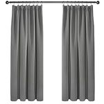 Deconovo Grey Blackout Curtains Thermal Curtains Super Soft Pencil Pleat Blackout Curtains Bedroom 46 x 54 Drop Inch Light Grey Two Panels