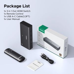 UGREEN 3-in-1 HDMI Switch – 4K UHD Multi-Port Selector