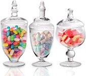 Candy Jars Clear Glass Apothecary Bowls - Set of 3 - Wedding Candy Buffet Containers (Medium)