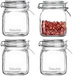 Vasukie Glass Jars with Airtight Lids Wide Mouth Storage Canister Jars Kitchen Storage Buckle Lid Canning Jar Dry Food Storage Pasta Spice Beans Flour (4)