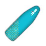 OLISO Ironing Board Cover, durable 100% cotton lined with a professional grade felt pad. Fits standard 137 cm x 38 cm boards, a wide elastic edge, and two adjustable straps for a secure, smooth fit (Turquoise/Yellow)