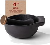 Alva Nori Cast Iron Mortar and Pestle Set - Black - Non Toxic, PFAS Free, Lead and Cadmium Free, Spice Grinder, Kitchen Small Appliances, Food Grinder, Pestle and Mortar Bowl, Food Hand Crusher - 4.3"