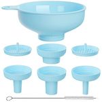 Wide Mouth Kitchen Funnel, Pisol Food Grade Plastic Cooking Canning Funnel with 4 Sizes Spouts for Filling Wide and Regular Mason Jars, Spray Dropper Oil Bottle Jug Spices Shampoo Powder Oats Sauce