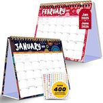 Decorably 18 Months Small Desk Calendar 2025 Standing Flip Jan 2025-June 2026-8x6in Stand Up Desk Calendar 2025-2026, Small Desk Calendar 2025-2026 Standing Flip, Calendar 2025 Desk Calendar Small