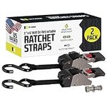 2 Quick n Easy AutoRetract Marine Strap Transom Tie Downs | Stainless Steel Retractable 1" x 6' Bolt-on Cargo Straps w/S Hook for Boats, Docks, Trailers