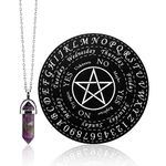 Pendulum Board and Crystal Dowsing Pendulum Necklace Set - Wooden Divination Board for Witchcraft Supplies