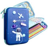 Umadiya Branded 3D Space Design Embossed Eva Cover Pencil Case Compartments, Pencil Pouch, Kids,, Students, Stationery Box, Cosmetic Zip Pouch Bag (1 Unit, Canvas, Multicolor)