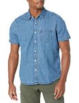 Levi's Men's Classic 1 Pocket Short Sleeve Button Up Shirt, (New) Indigo Stonewash, X-Large
