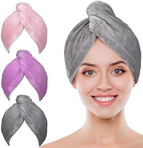 POPCHOSE Microfiber Hair Towel Wrap, Fast Drying Hair Turban, Soft Ultra Absorbent, No Frizz Hair Wrap Towels for Women Wet Hair, Curly, Longer, Thicker Hair, Gifts Stocking Stuffers for Women