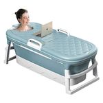 Oncarnival Portable Bathtub, Foldable Bathtub for AdultChildrenToddlers, Freestanding Bathtubs Bath Tub with Lid Handle Drain Hose, Fold-resistant, Easy to Store, Adult Bathtub Non-slip