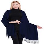 Navy Blue Dark Blue 100% Cashmere Shawl Pashmina Scarf Wrap Stole Hand Made in Nepal CJ Apparel NEW