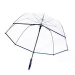 ThreeH Clear Bubble Umbrella with Windproof Transparent Dome POE Canopy Blue Trim Curved Handle Automatic Open Classic Wedding Umbrella,Blue