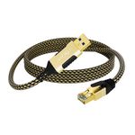 Mygatti USB A to Ethernet Adapter Cable 100 FT, Upgrade USB-A to RJ45 Cable, Gold-Plated Connector, Nylon Braided, Gigabit LAN Network to USB A Cord, Compatible with Laptop, PC, Switch and More