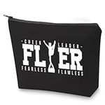 ZJXHPO Cheerleading Cosmetic Bag Cheer Leader Fearless Flawless Makeup Bag with Zipper Cheerleader Survival Kit Cheer Team Gift (C-BL Fler)