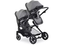 hauck Atlantic Double Pushchair, Grey - Baby and Toddler Tandem, Reversible Seat, Compact and Foldable, with Raincover