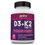 Zenith Nutrition Vitamin D3 & K2 60 Veg caps | Bone Health | Boosts Immunity